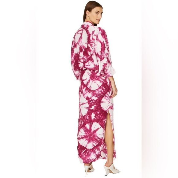S/W/F Magenta Tie Dye Plunge Dress Oversized Size Small - Picture 3 of 9